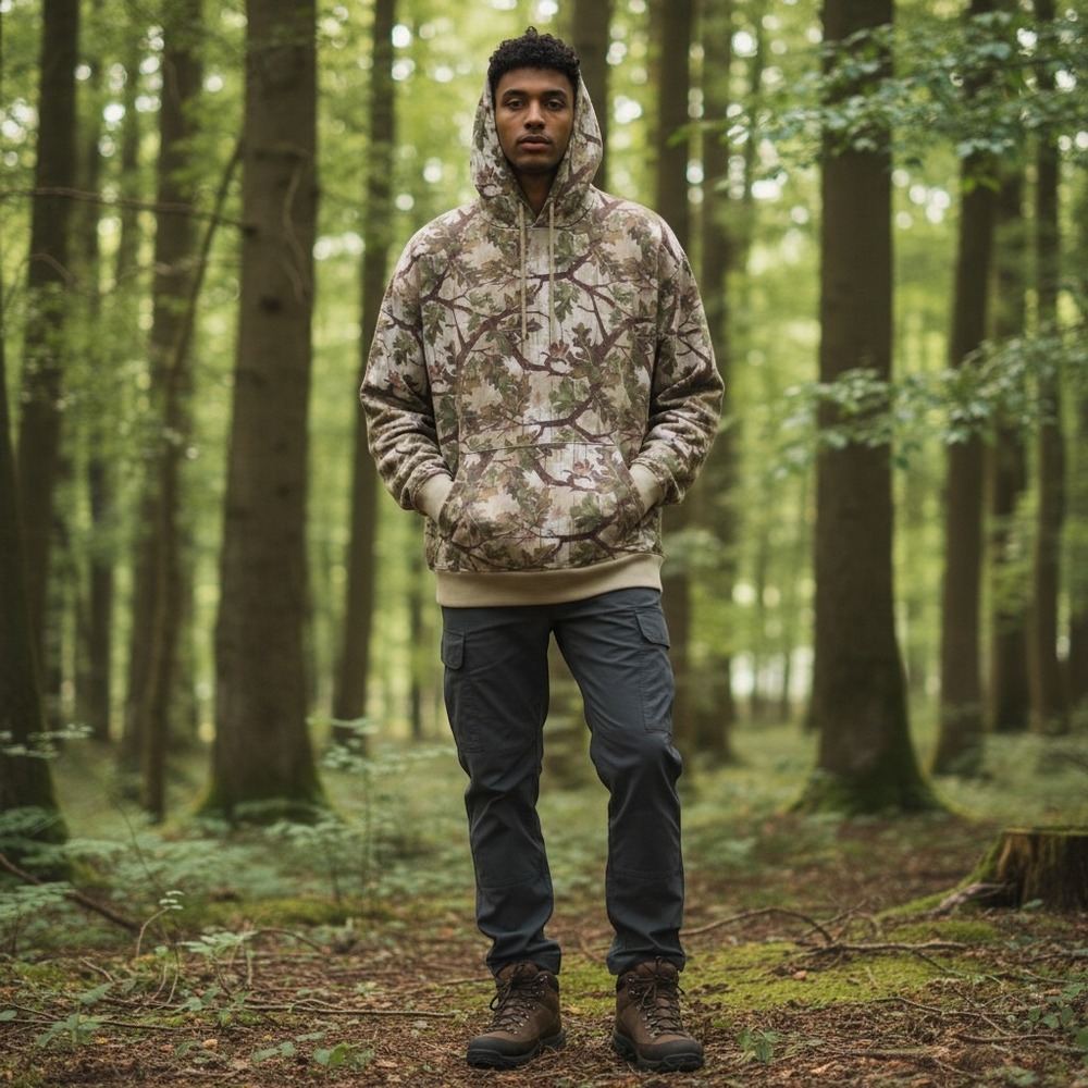 Original Use Hoodie Mens XL Tan Camo Excellent Oak Leaf Pullover Sweatshirt